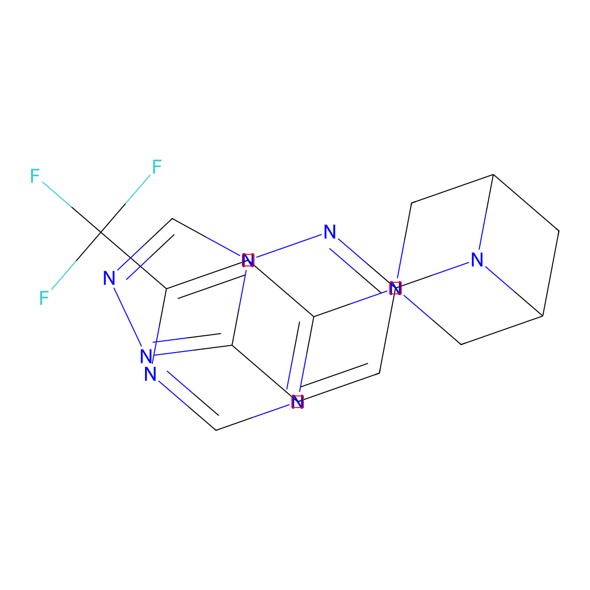 6-{[1,2,4]Triazolo[4,3-b]pyridazin-6-yl}-3-[6-(trifluoromethyl)pyrimidin-4-yl]-3,6-diazabicyclo[3.1.1]heptane molecular structure, CAS 3054559-17-7
