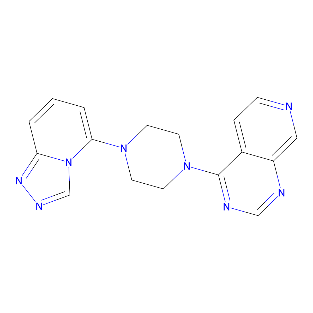 1-{Pyrido[3,4-d]pyrimidin-4-yl}-4-{[1,2,4]triazolo[4,3-a]pyridin-5-yl}piperazine molecular structure, CAS 3054559-19-9