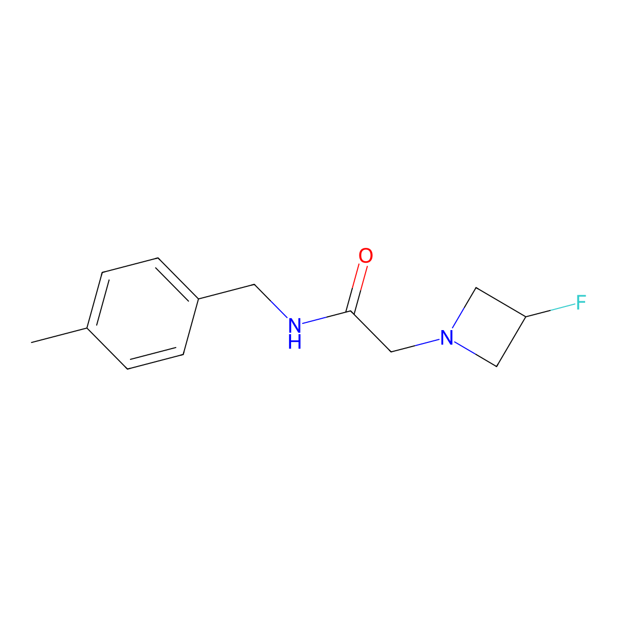 2-(3-fluoroazetidin-1-yl)-N-[(4-methylphenyl)methyl]acetamide molecular structure, CAS 3054559-26-8