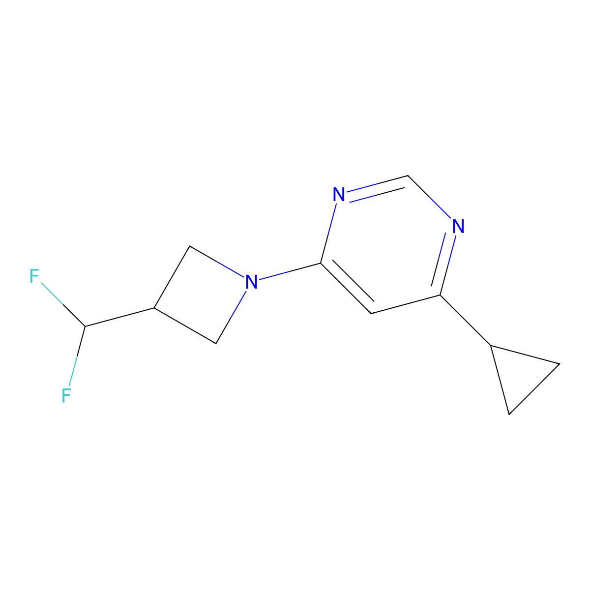 4-Cyclopropyl-6-[3-(difluoromethyl)azetidin-1-yl]pyrimidine molecular structure, CAS 3054559-27-9