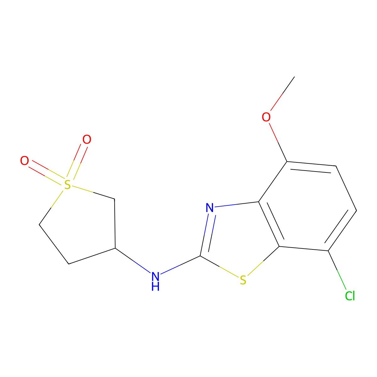 3-[(7-Chloro-4-methoxy-1,3-benzothiazol-2-yl)amino]-1lambda-thiolane-1,1-dione molecular structure, CAS 3054559-29-1
