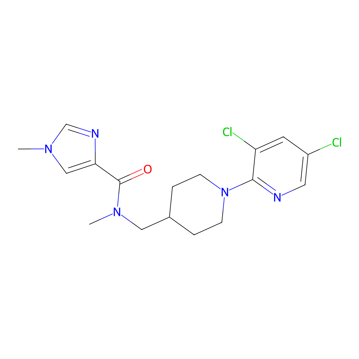 N-{[1-(3,5-dichloropyridin-2-yl)piperidin-4-yl]methyl}-N,1-dimethyl-1H-imidazole-4-carboxamide molecular structure, CAS 3054559-33-7