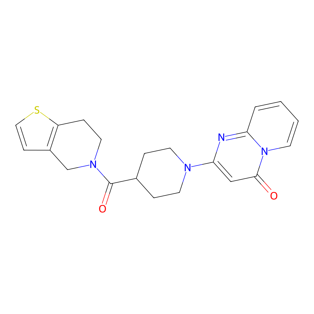 2-(4-{4H,5H,6H,7H-thieno[3,2-c]pyridine-5-carbonyl}piperidin-1-yl)-4H-pyrido[1,2-a]pyrimidin-4-one molecular structure, CAS 3054559-37-1