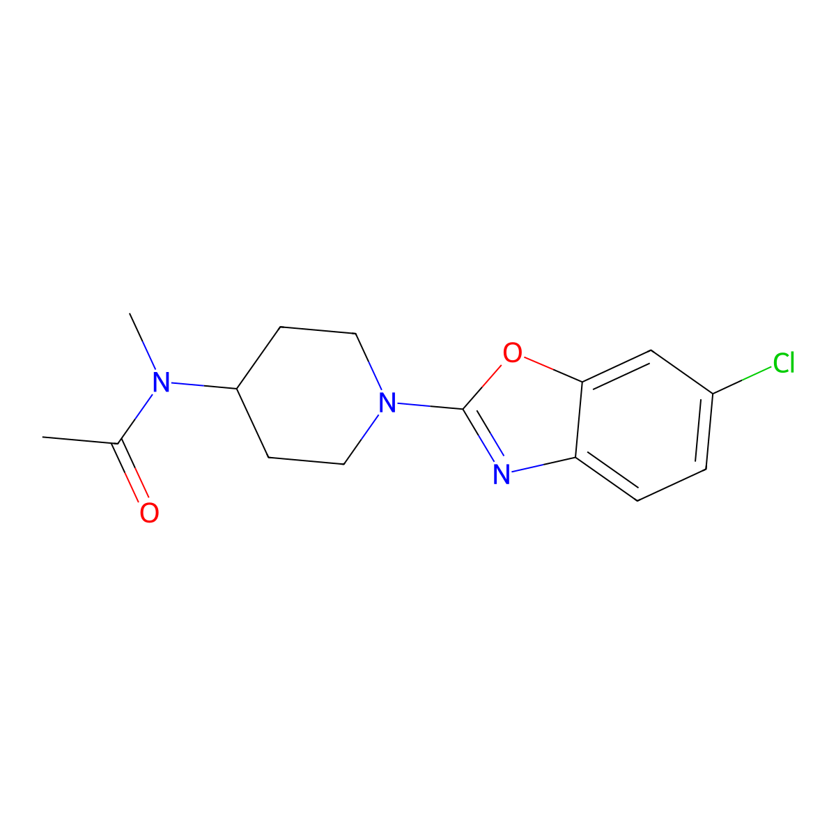 N-[1-(6-chloro-1,3-benzoxazol-2-yl)piperidin-4-yl]-N-methylacetamide molecular structure, CAS 3054559-39-3