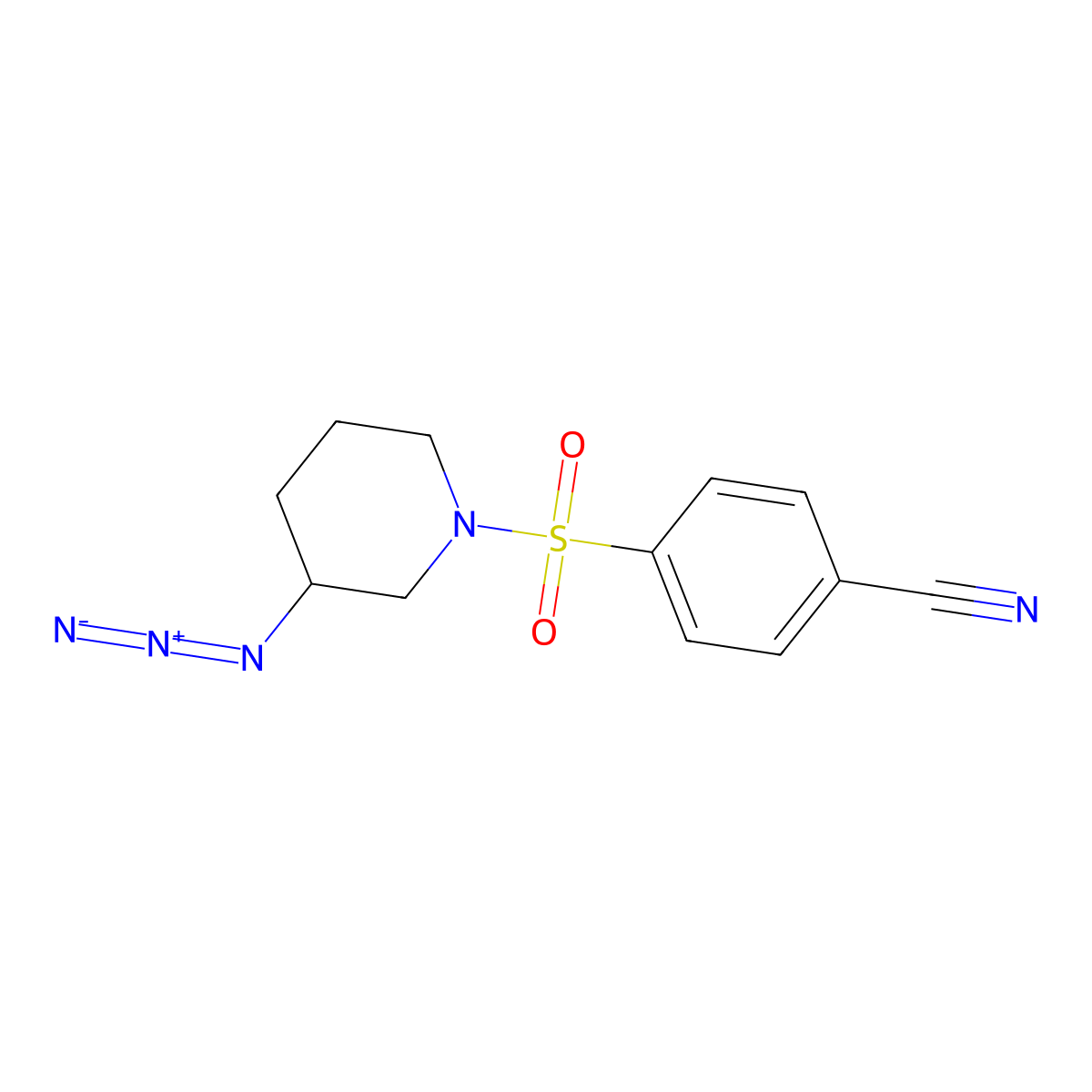 4-[(3-Azidopiperidin-1-yl)sulfonyl]benzonitrile molecular structure, CAS 3054559-42-8
