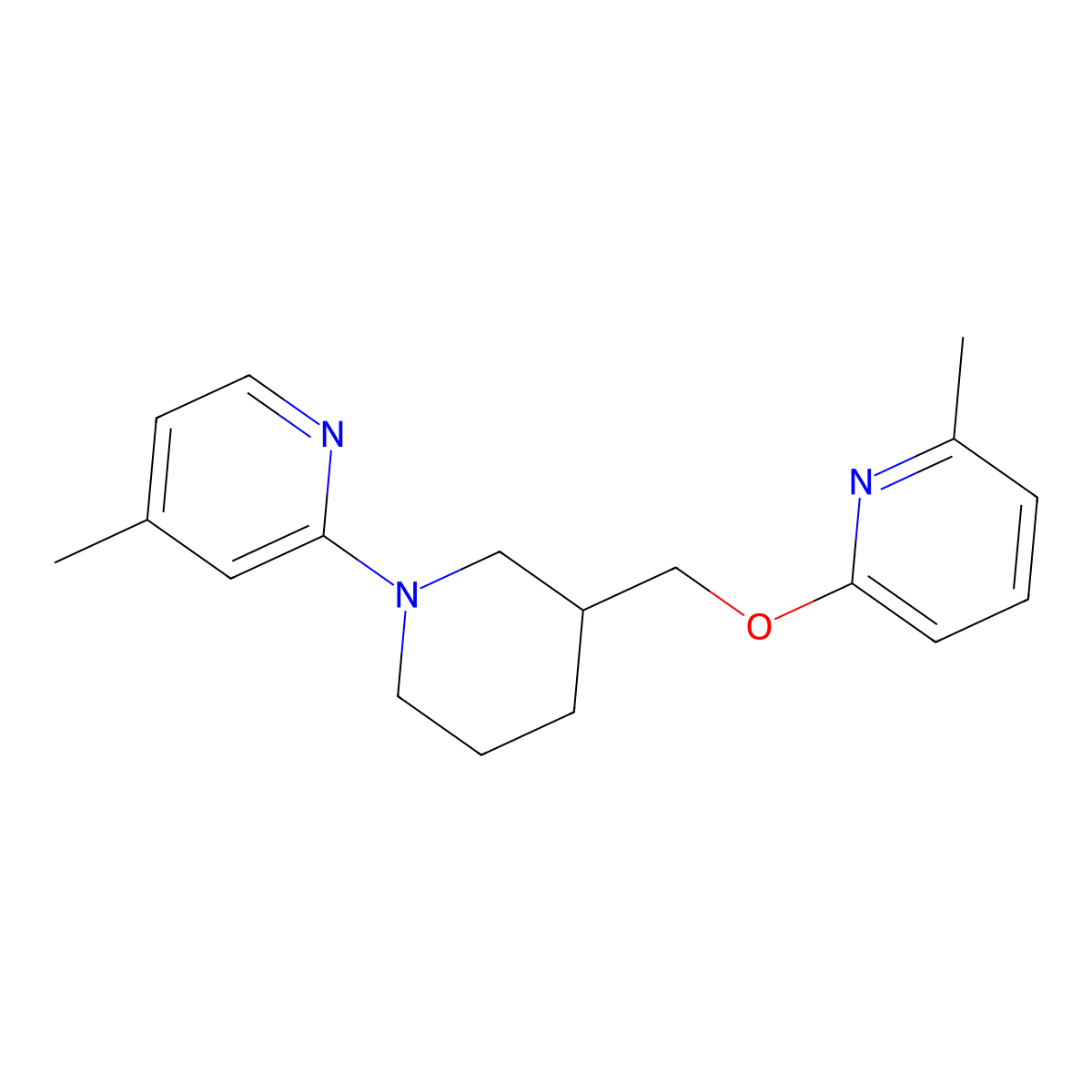 4-Methyl-2-(3-{[(6-methylpyridin-2-yl)oxy]methyl}piperidin-1-yl)pyridine molecular structure, CAS 3054559-49-5