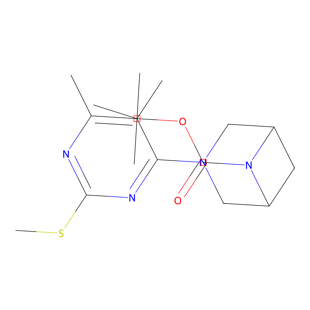 Tert-butyl 3-[5,6-dimethyl-2-(methylsulfanyl)pyrimidin-4-yl]-3,6-diazabicyclo[3.1.1]heptane-6-carboxylate molecular structure, CAS 3054559-53-1