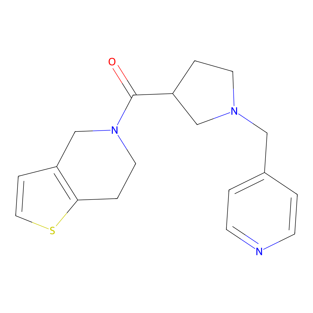 4-[(3-{4H,5H,6H,7H-thieno[3,2-c]pyridine-5-carbonyl}pyrrolidin-1-yl)methyl]pyridine molecular structure, CAS 3054559-54-2