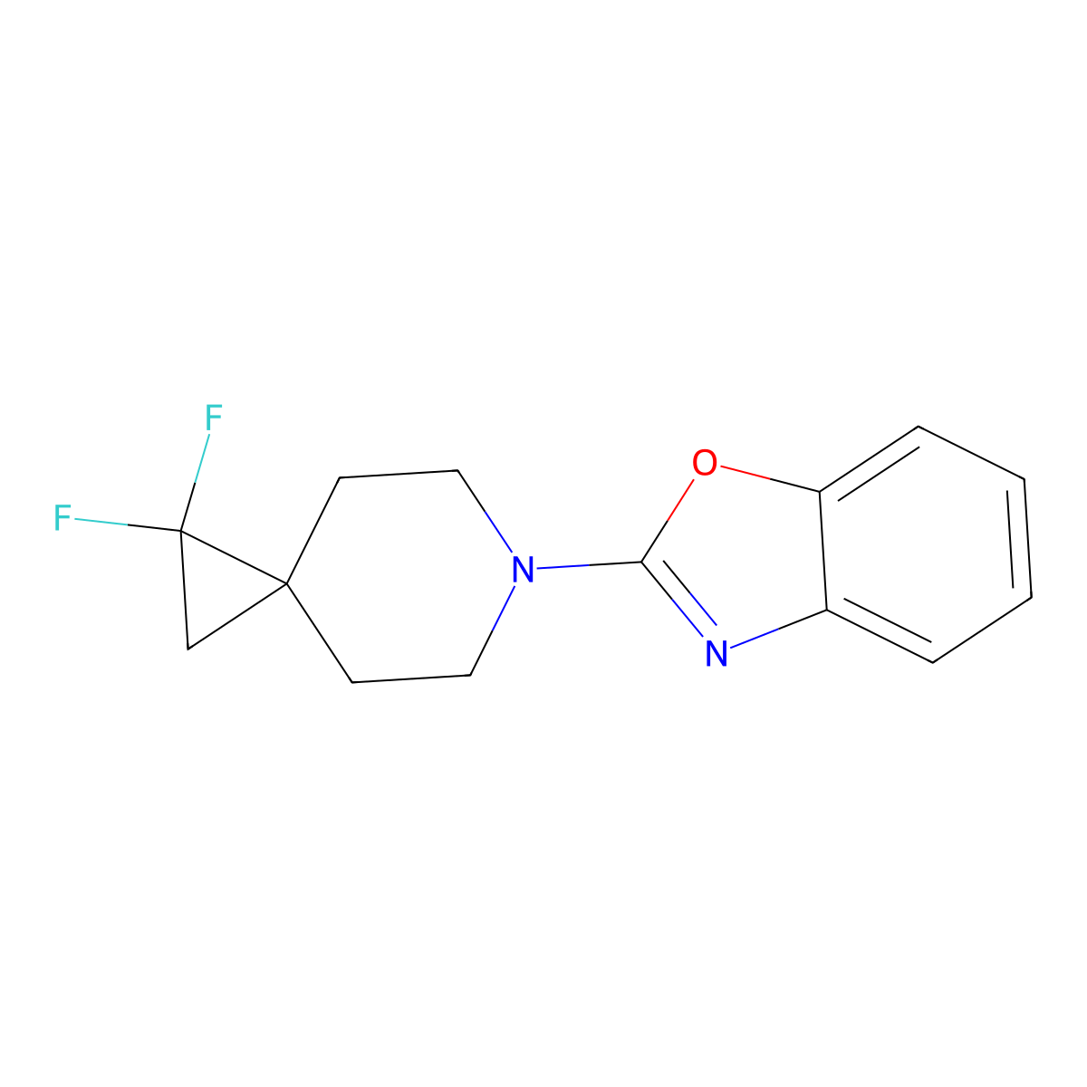 2-{1,1-Difluoro-6-azaspiro[2.5]octan-6-yl}-1,3-benzoxazole molecular structure, CAS 3054559-56-4
