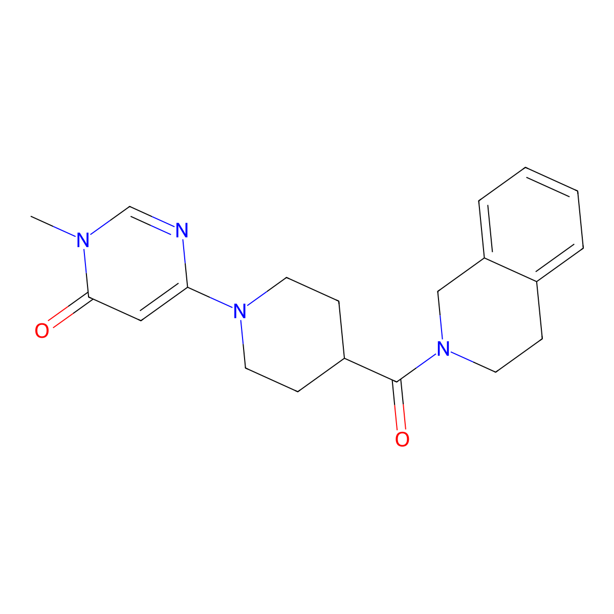 3-Methyl-6-[4-(1,2,3,4-tetrahydroisoquinoline-2-carbonyl)piperidin-1-yl]-3,4-dihydropyrimidin-4-one molecular structure, CAS 3054559-77-9