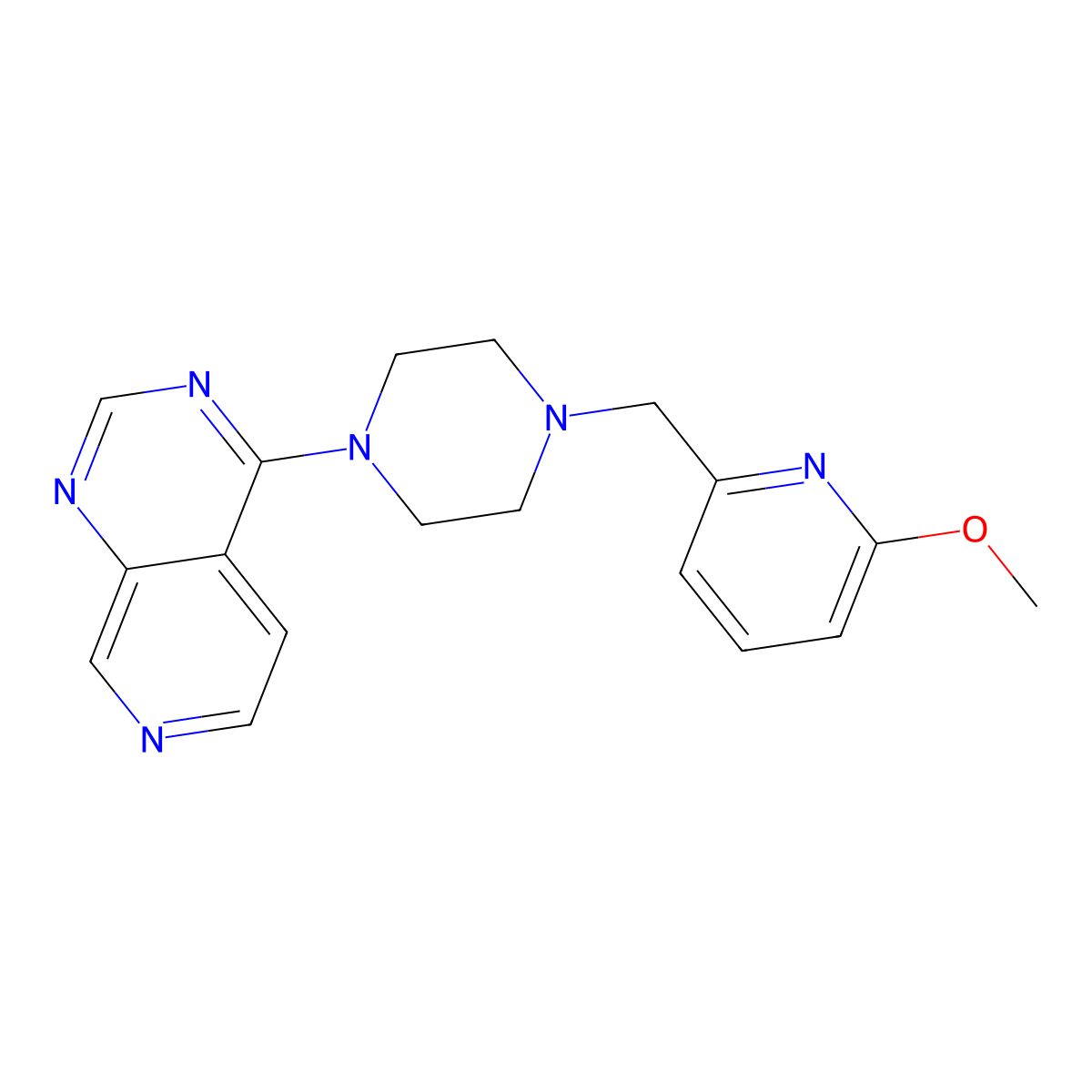1-[(6-Methoxypyridin-2-yl)methyl]-4-{pyrido[3,4-d]pyrimidin-4-yl}piperazine molecular structure, CAS 3054559-91-7