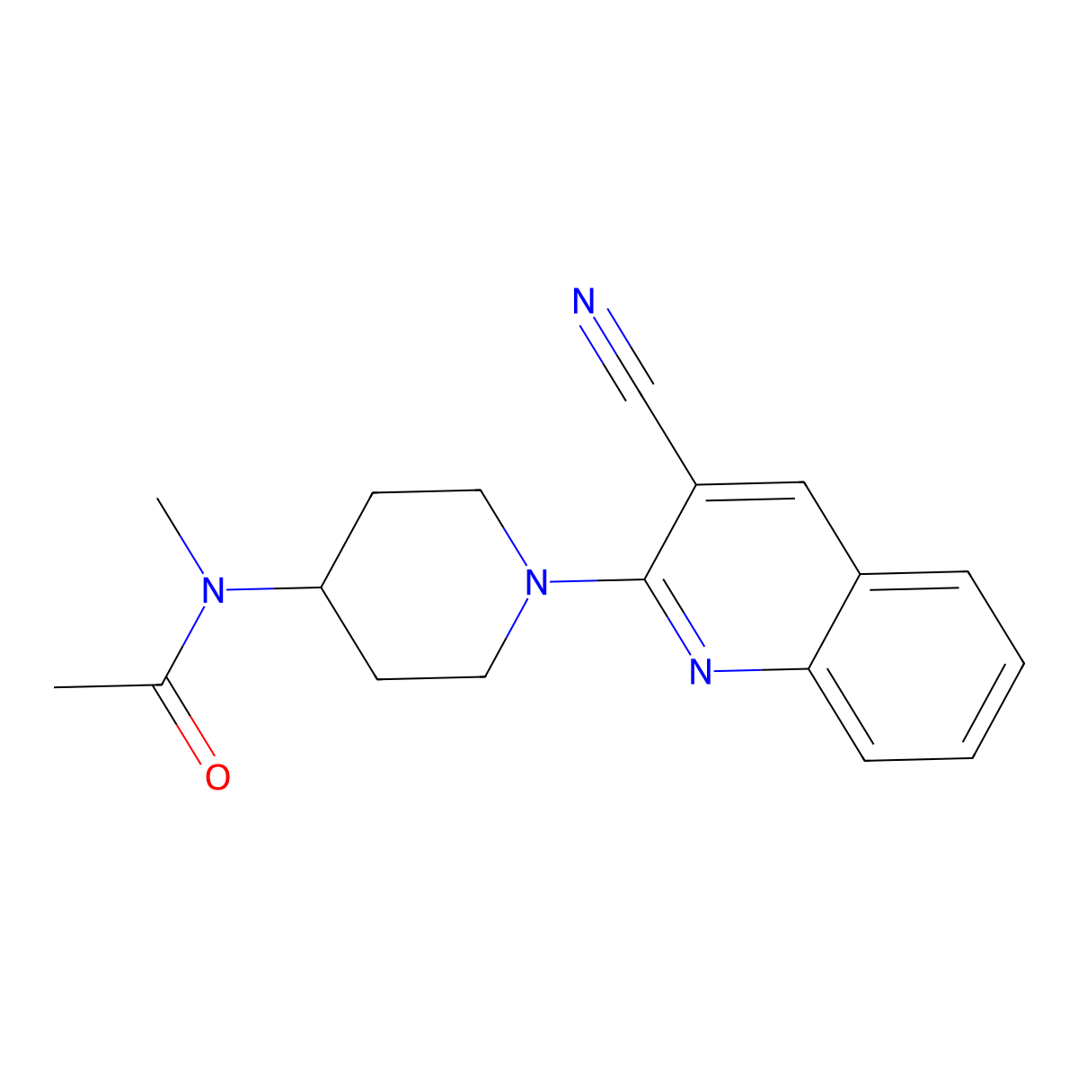 N-[1-(3-cyanoquinolin-2-yl)piperidin-4-yl]-N-methylacetamide molecular structure, CAS 3054559-92-8