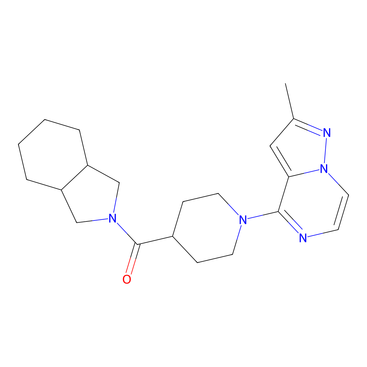 2-(1-{2-methylpyrazolo[1,5-a]pyrazin-4-yl}piperidine-4-carbonyl)-octahydro-1H-isoindole molecular structure, CAS 3054559-93-9