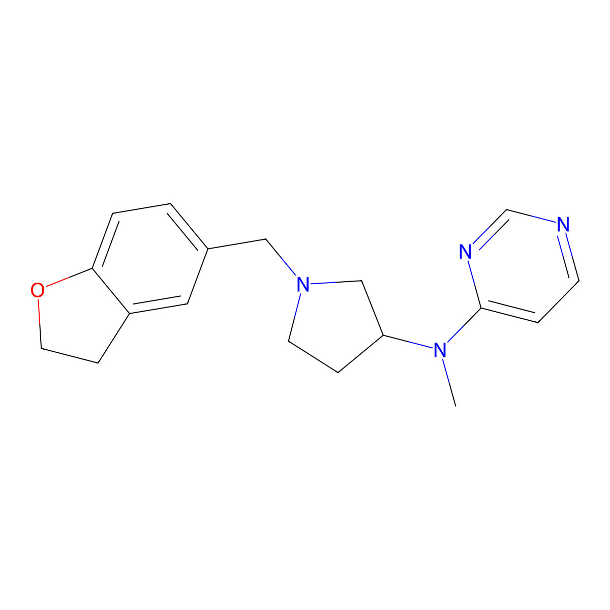 N-{1-[(2,3-dihydro-1-benzofuran-5-yl)methyl]pyrrolidin-3-yl}-N-methylpyrimidin-4-amine molecular structure, CAS 3054560-01-6