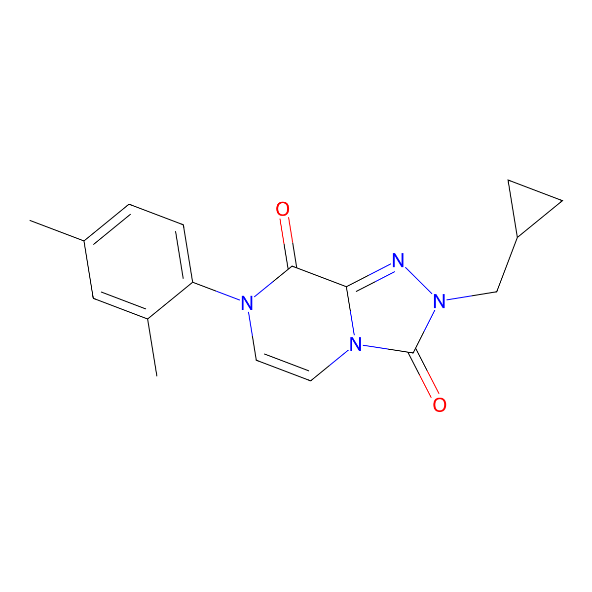 2-(cyclopropylmethyl)-7-(2,4-dimethylphenyl)-2H,3H,7H,8H-[1,2,4]triazolo[4,3-a]pyrazine-3,8-dione molecular structure, CAS 3054560-03-8