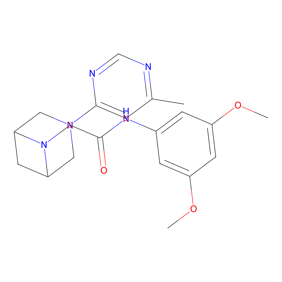 N-(3,5-dimethoxyphenyl)-2-[3-(6-methylpyrimidin-4-yl)-3,6-diazabicyclo[3.1.1]heptan-6-yl]acetamide molecular structure, CAS 3054560-05-0