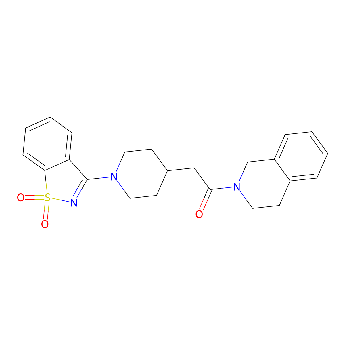 3-{4-[2-Oxo-2-(1,2,3,4-tetrahydroisoquinolin-2-yl)ethyl]piperidin-1-yl}-1lambda,2-benzothiazole-1,1-dione molecular structure, CAS 3054560-12-9