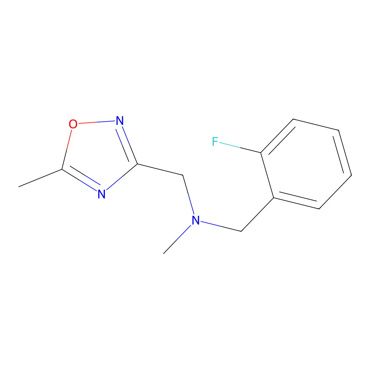 [(2-Fluorophenyl)methyl](methyl)[(5-methyl-1,2,4-oxadiazol-3-yl)methyl]amine molecular structure, CAS 3054560-16-3