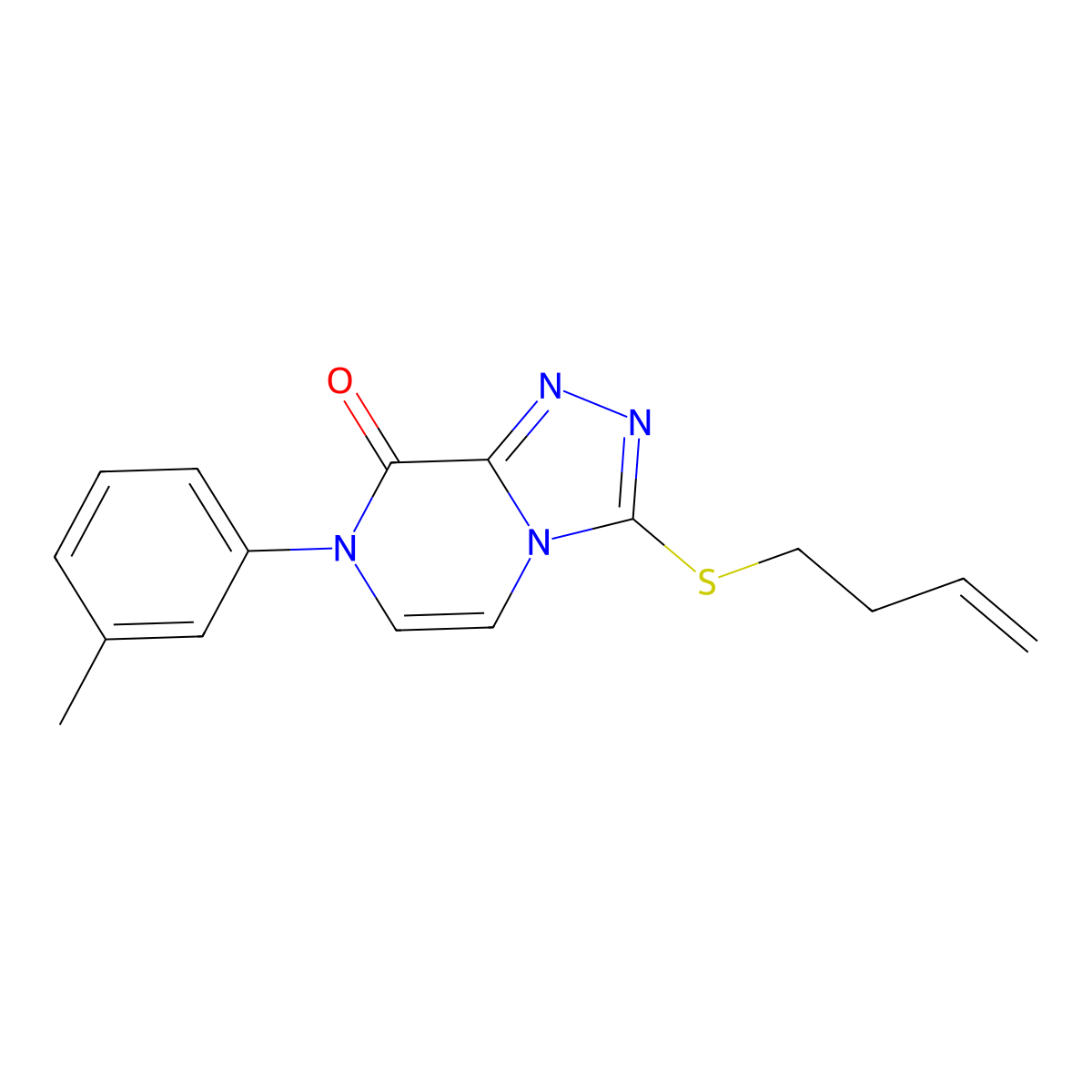 3-(but-3-en-1-ylsulfanyl)-7-(3-methylphenyl)-7H,8H-[1,2,4]triazolo[4,3-a]pyrazin-8-one molecular structure, CAS 3054560-21-0