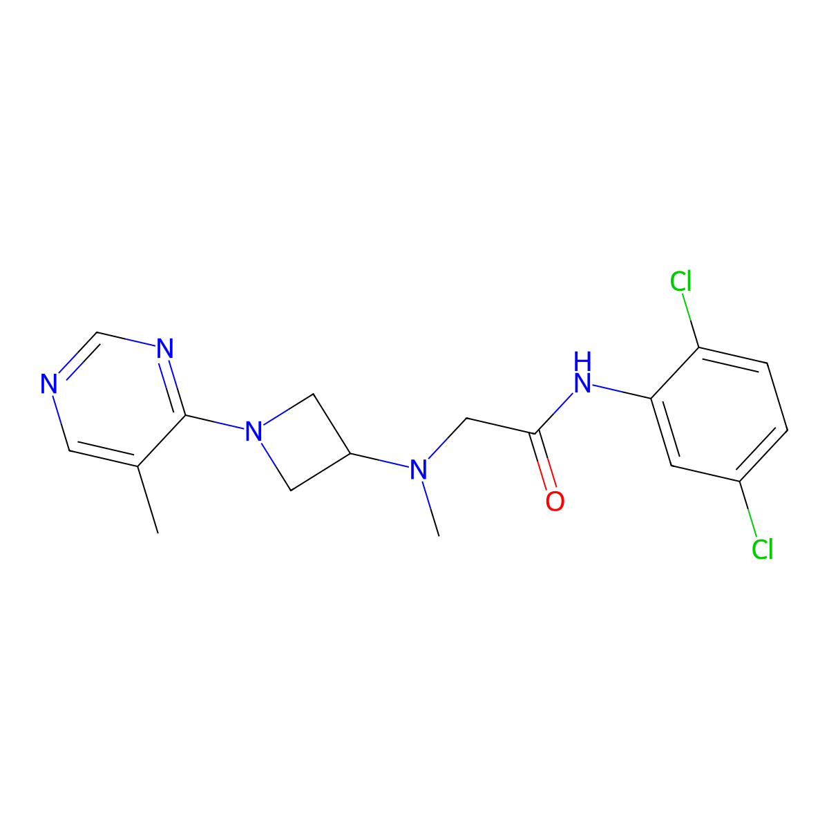 N-(2,5-dichlorophenyl)-2-{methyl[1-(5-methylpyrimidin-4-yl)azetidin-3-yl]amino}acetamide molecular structure, CAS 3054560-34-5