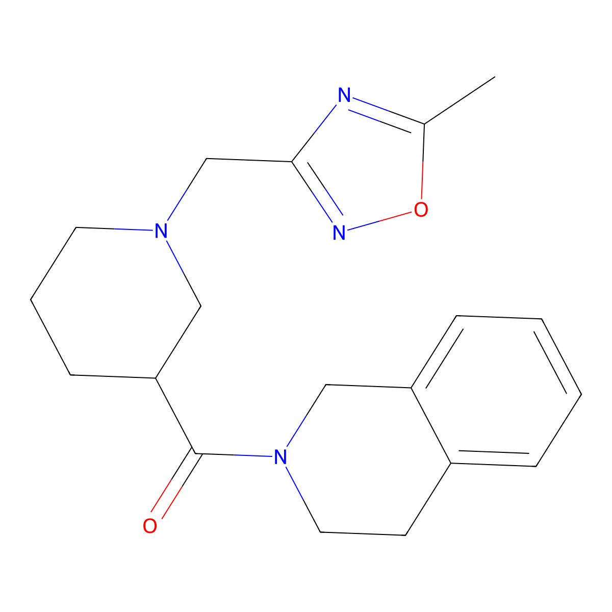2-{1-[(5-Methyl-1,2,4-oxadiazol-3-yl)methyl]piperidine-3-carbonyl}-1,2,3,4-tetrahydroisoquinoline molecular structure, CAS 3054560-45-8