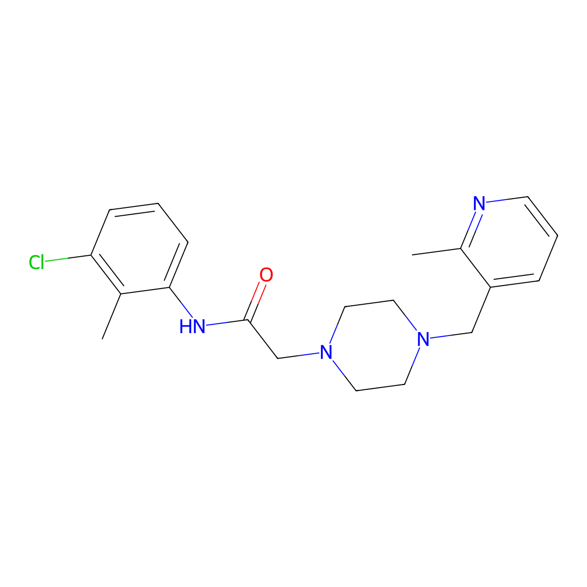 N-(3-chloro-2-methylphenyl)-2-{4-[(2-methylpyridin-3-yl)methyl]piperazin-1-yl}acetamide molecular structure, CAS 3054560-46-9