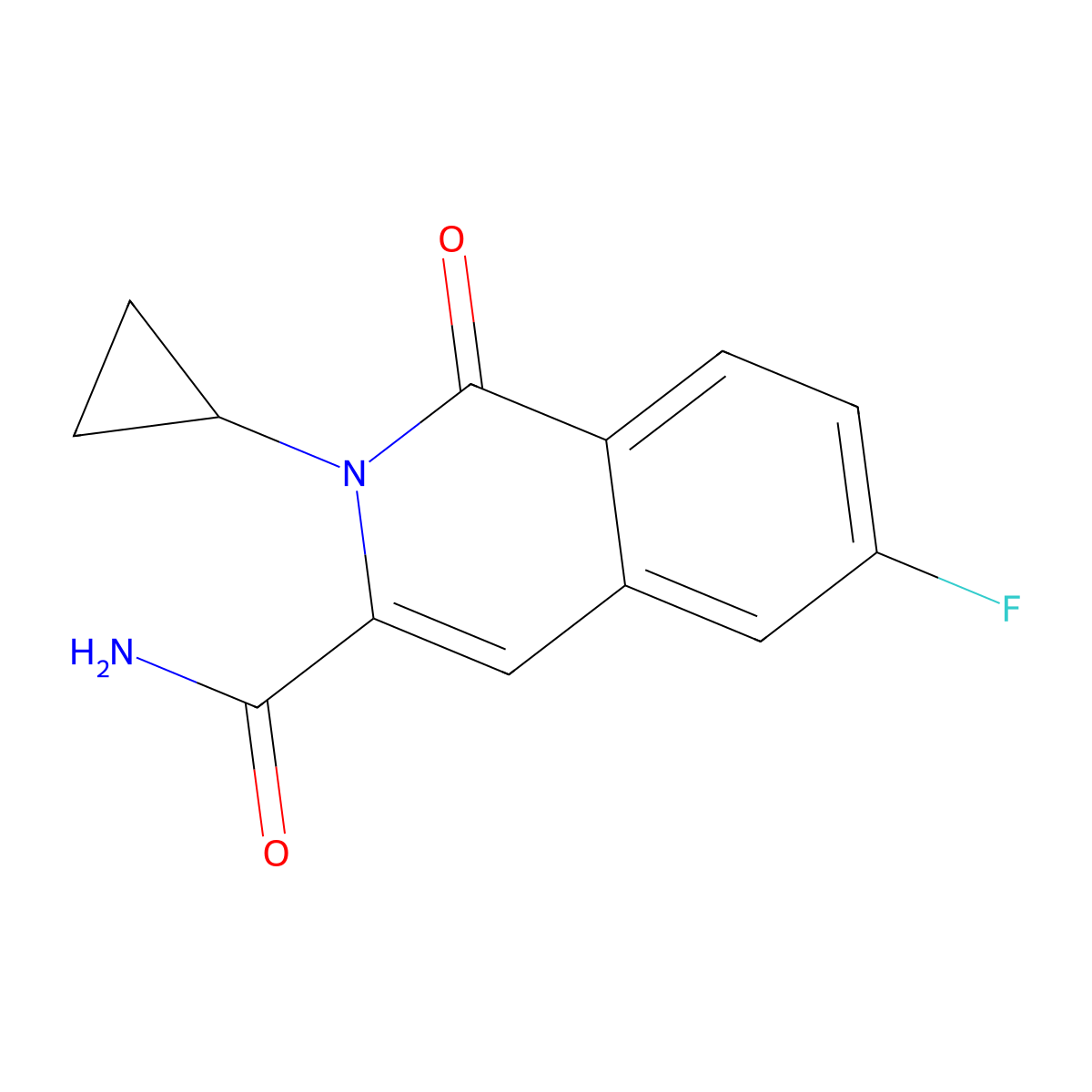2-Cyclopropyl-6-fluoro-1-oxo-1,2-dihydroisoquinoline-3-carboxamide molecular structure, CAS 3054560-47-0