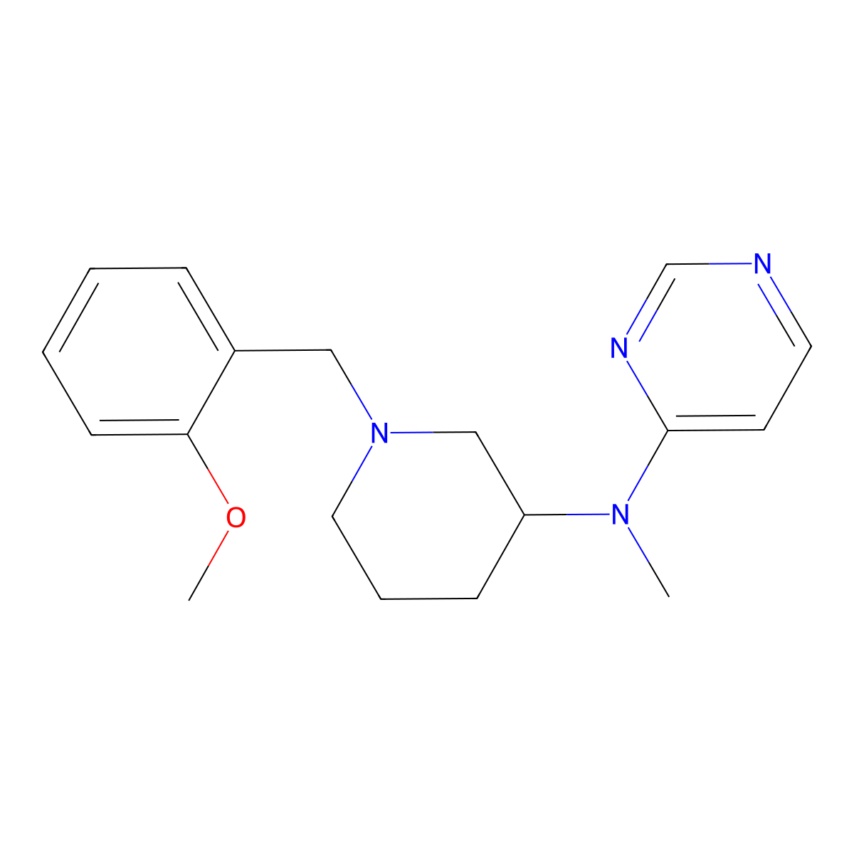 N-{1-[(2-methoxyphenyl)methyl]piperidin-3-yl}-N-methylpyrimidin-4-amine molecular structure, CAS 3054560-51-6