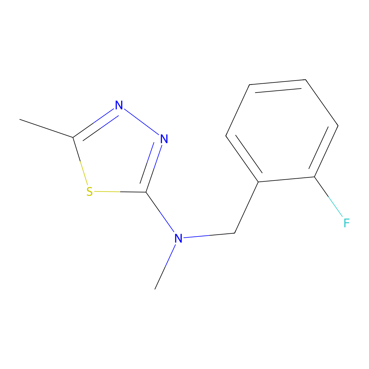 N-[(2-fluorophenyl)methyl]-N,5-dimethyl-1,3,4-thiadiazol-2-amine molecular structure, CAS 3054560-53-8