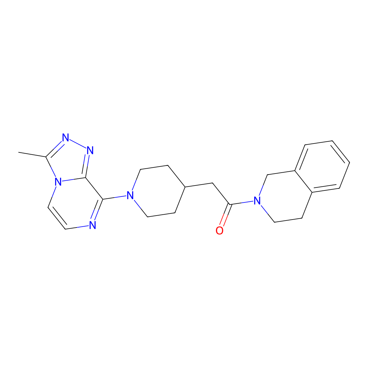 2-(1-{3-Methyl-[1,2,4]triazolo[4,3-a]pyrazin-8-yl}piperidin-4-yl)-1-(1,2,3,4-tetrahydroisoquinolin-2-yl)ethan-1-one molecular structure, CAS 3054560-57-2