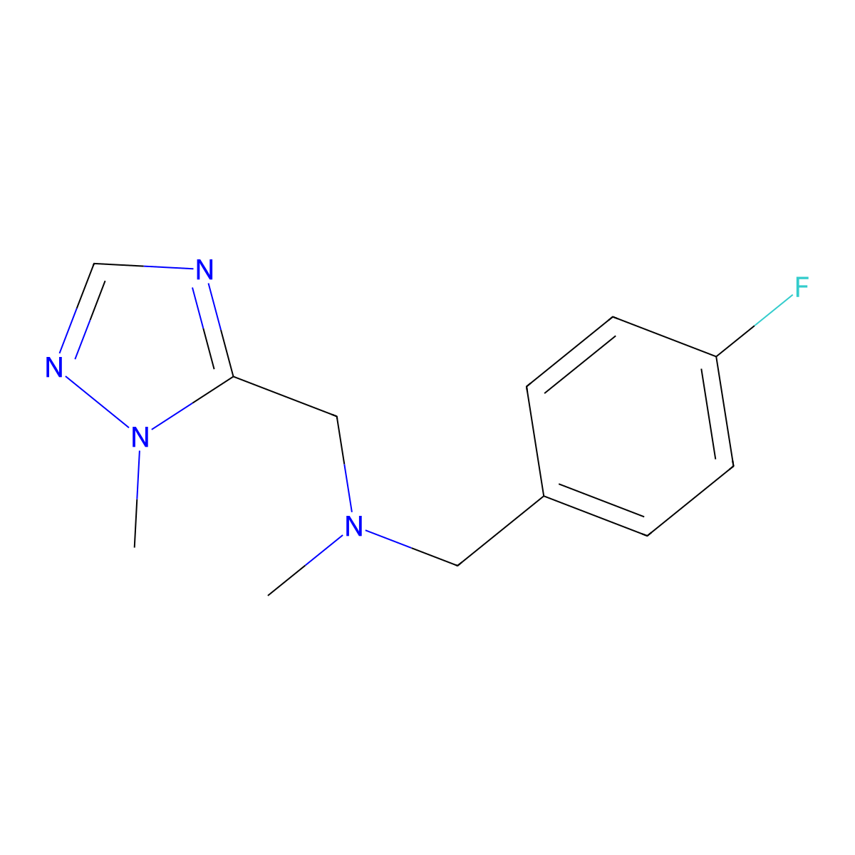 [(4-fluorophenyl)methyl](methyl)[(1-methyl-1H-1,2,4-triazol-5-yl)methyl]amine molecular structure, CAS 3054560-59-4