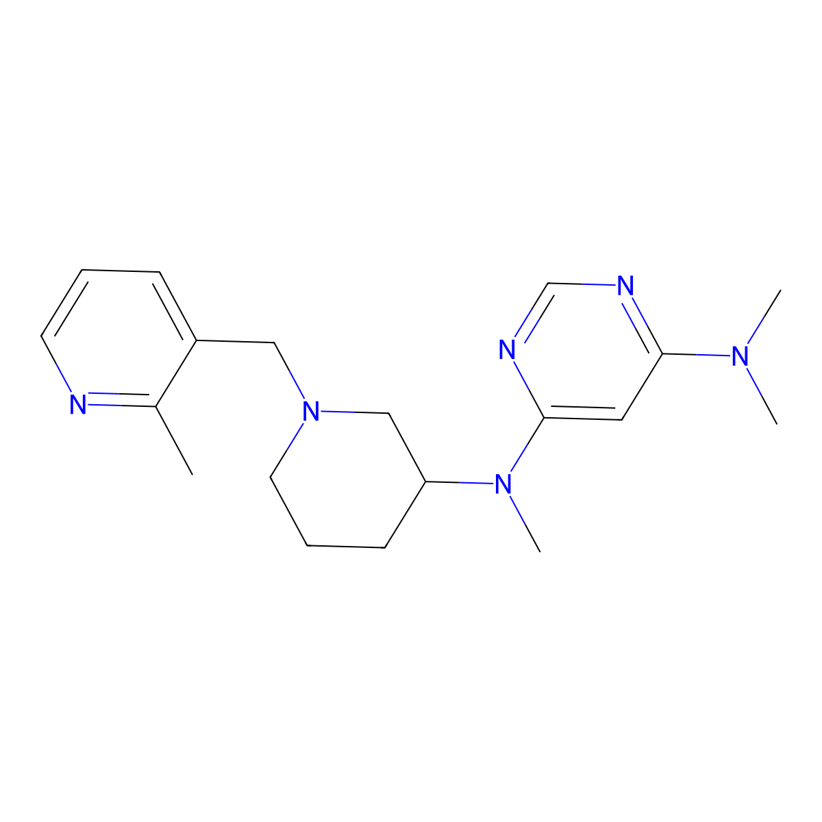 N4,N4,N6-trimethyl-N6-{1-[(2-methylpyridin-3-yl)methyl]piperidin-3-yl}pyrimidine-4,6-diamine molecular structure, CAS 3054560-60-7