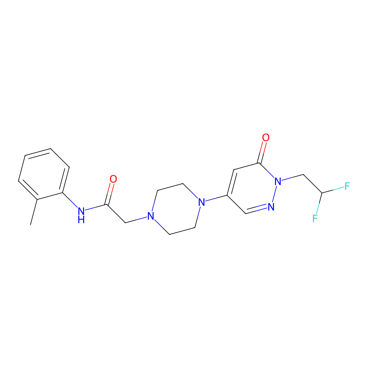 2-{4-[1-(2,2-difluoroethyl)-6-oxo-1,6-dihydropyridazin-4-yl]piperazin-1-yl}-N-(2-methylphenyl)acetamide molecular structure, CAS 3054560-61-8