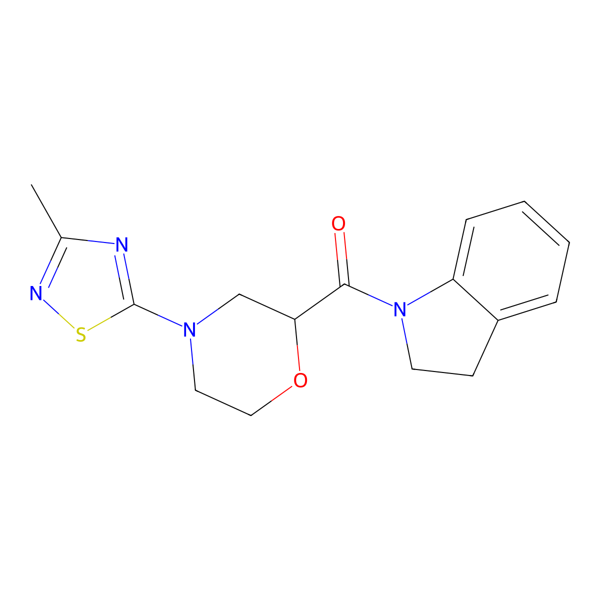 1-[4-(3-methyl-1,2,4-thiadiazol-5-yl)morpholine-2-carbonyl]-2,3-dihydro-1H-indole molecular structure, CAS 3054560-65-2