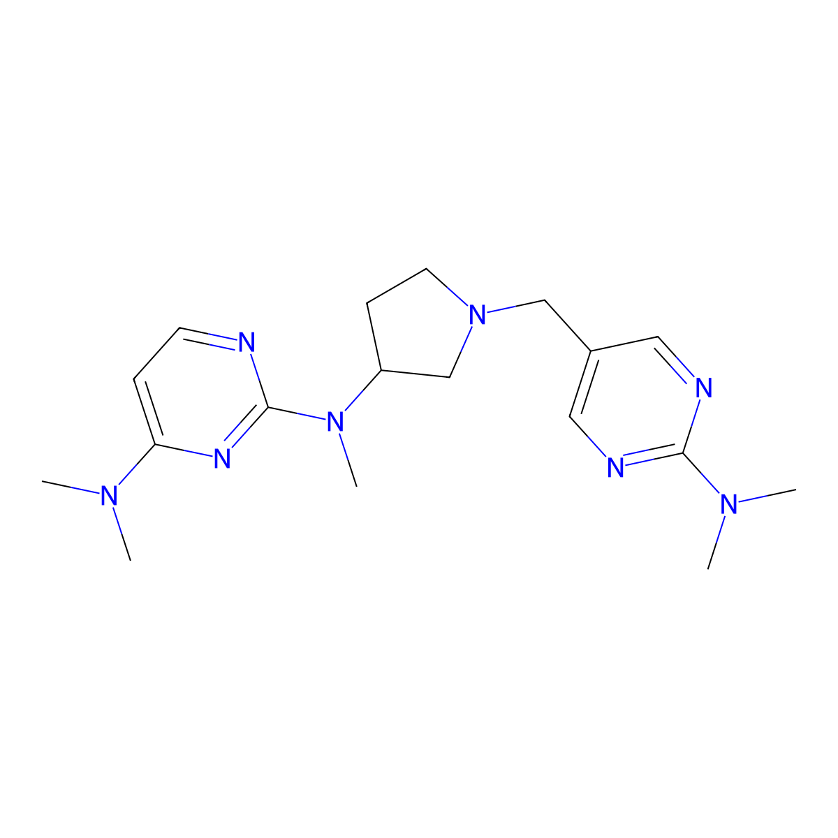 2-N-[1-[[2-(dimethylamino)pyrimidin-5-yl]methyl]pyrrolidin-3-yl]-2-N,4-N,4-N-trimethylpyrimidine-2,4-diamine molecular structure, CAS 3054560-67-4