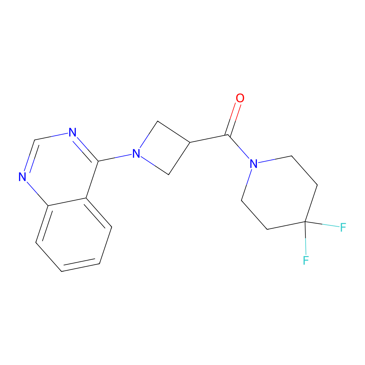 4-[3-(4,4-Difluoropiperidine-1-carbonyl)azetidin-1-yl]quinazoline molecular structure, CAS 3054560-68-5