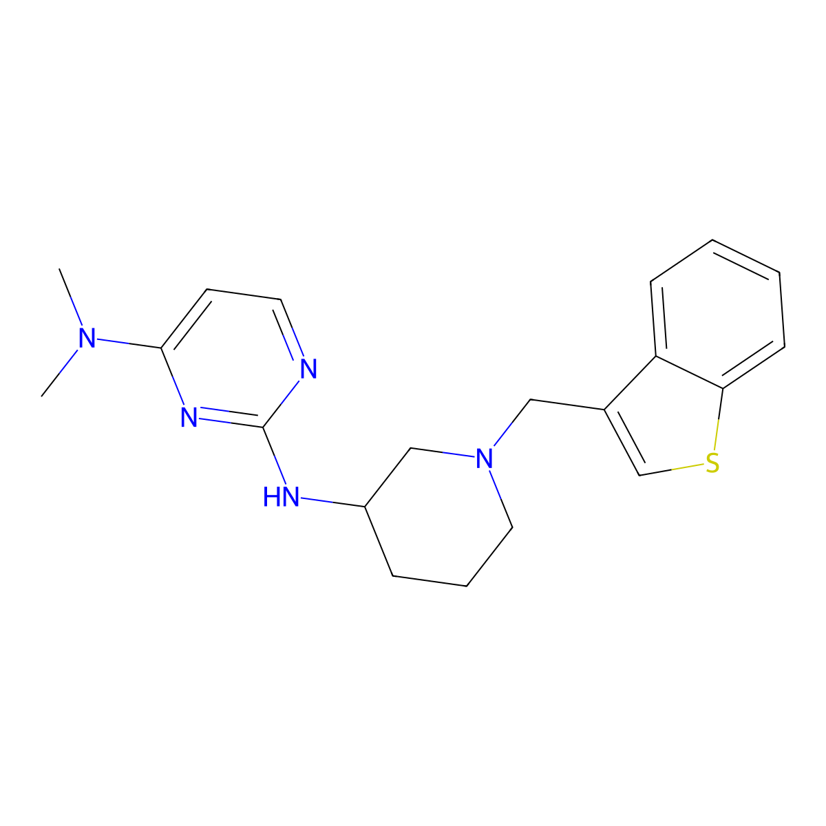 N2-{1-[(1-benzothiophen-3-yl)methyl]piperidin-3-yl}-N4,N4-dimethylpyrimidine-2,4-diamine molecular structure, CAS 3054560-69-6