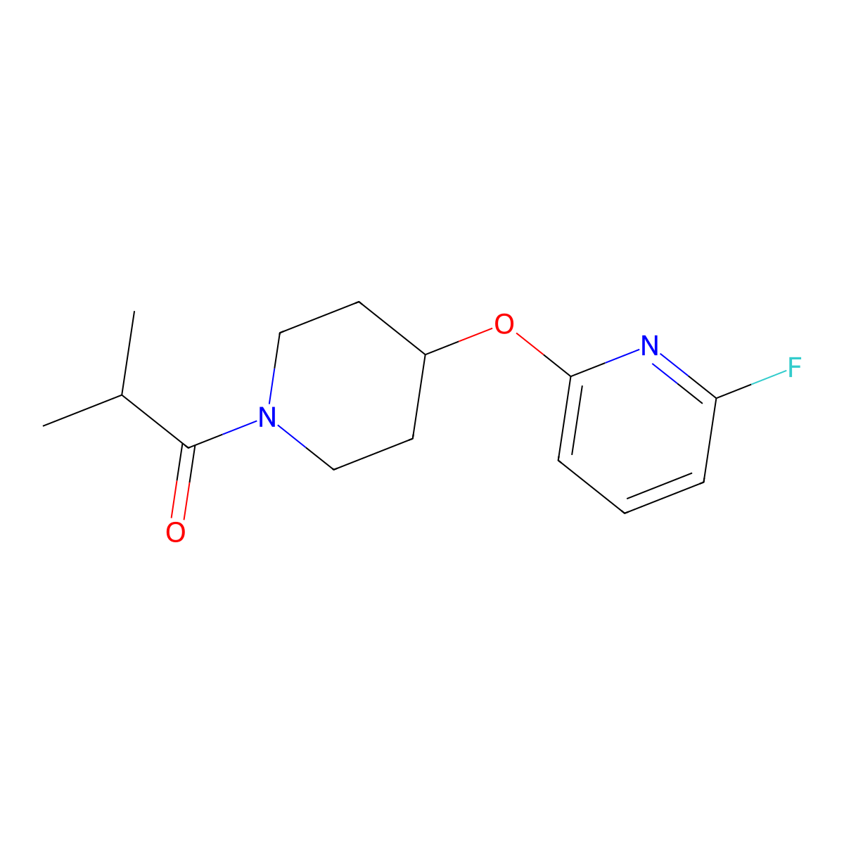 1-{4-[(6-Fluoropyridin-2-yl)oxy]piperidin-1-yl}-2-methylpropan-1-one molecular structure, CAS 3054560-70-9