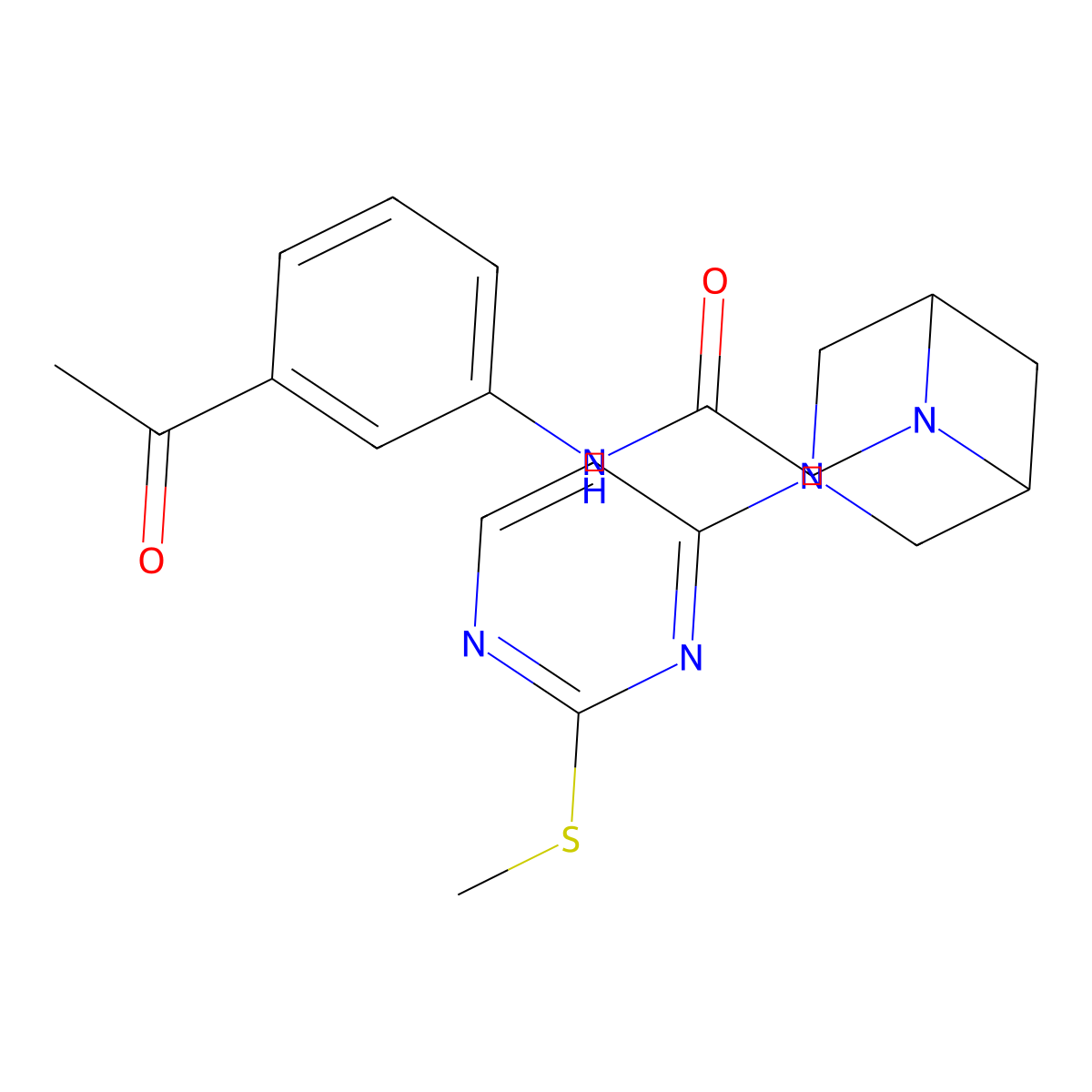 N-(3-acetylphenyl)-2-{3-[2-(methylsulfanyl)pyrimidin-4-yl]-3,6-diazabicyclo[3.1.1]heptan-6-yl}acetamide molecular structure, CAS 3054560-72-1