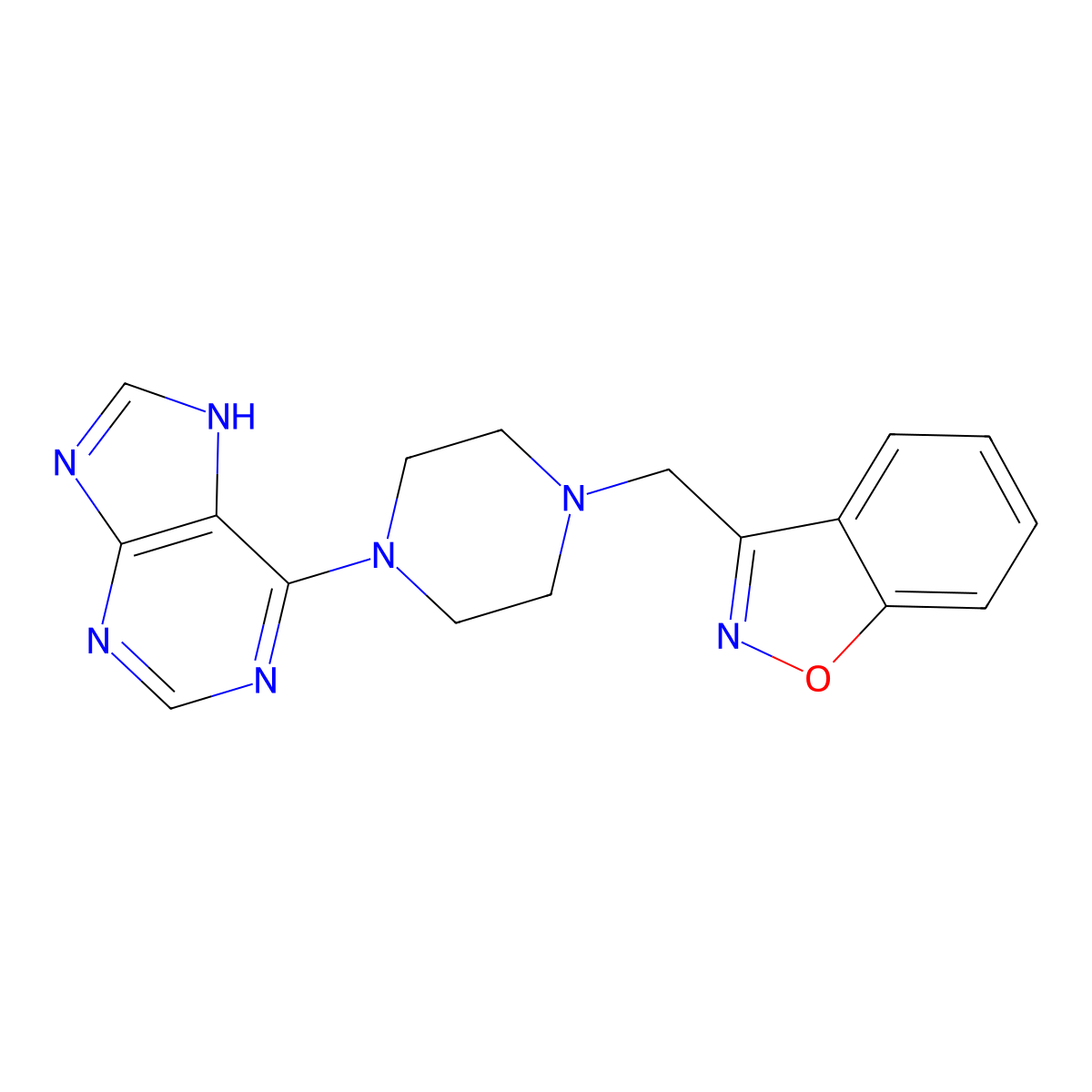 6-{4-[(1,2-benzoxazol-3-yl)methyl]piperazin-1-yl}-9H-purine molecular structure, CAS 3054560-75-4