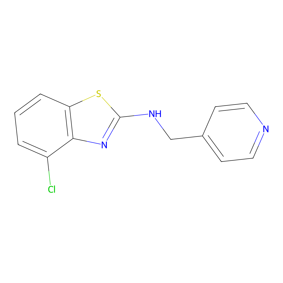 4-chloro-N-[(pyridin-4-yl)methyl]-1,3-benzothiazol-2-amine molecular structure, CAS 3054560-86-7