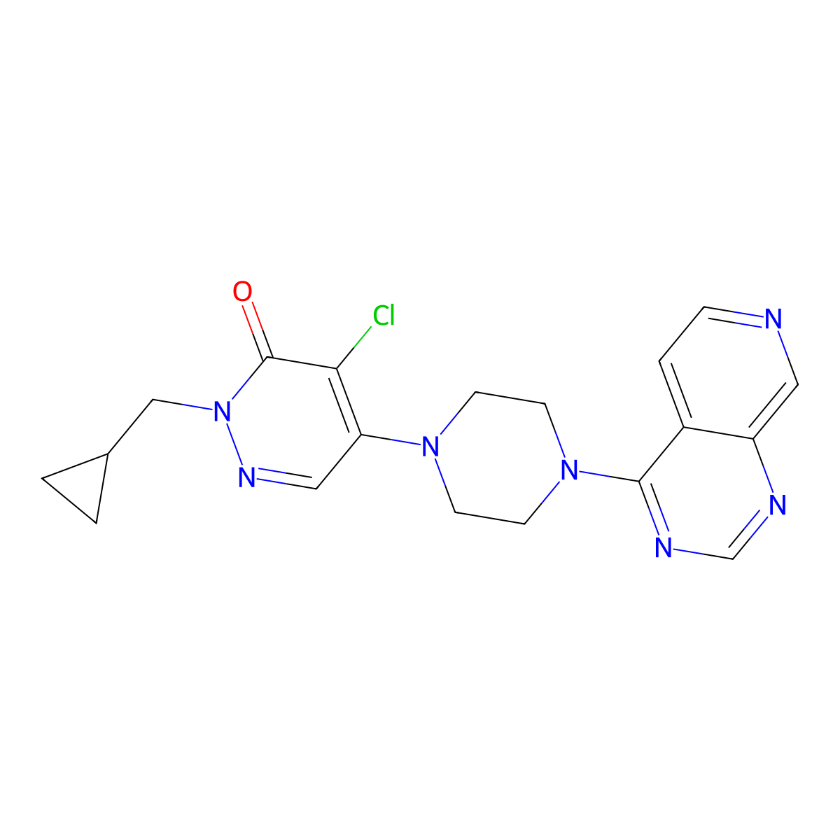 4-Chloro-2-(cyclopropylmethyl)-5-(4-{pyrido[3,4-d]pyrimidin-4-yl}piperazin-1-yl)-2,3-dihydropyridazin-3-one molecular structure, CAS 3054560-88-9