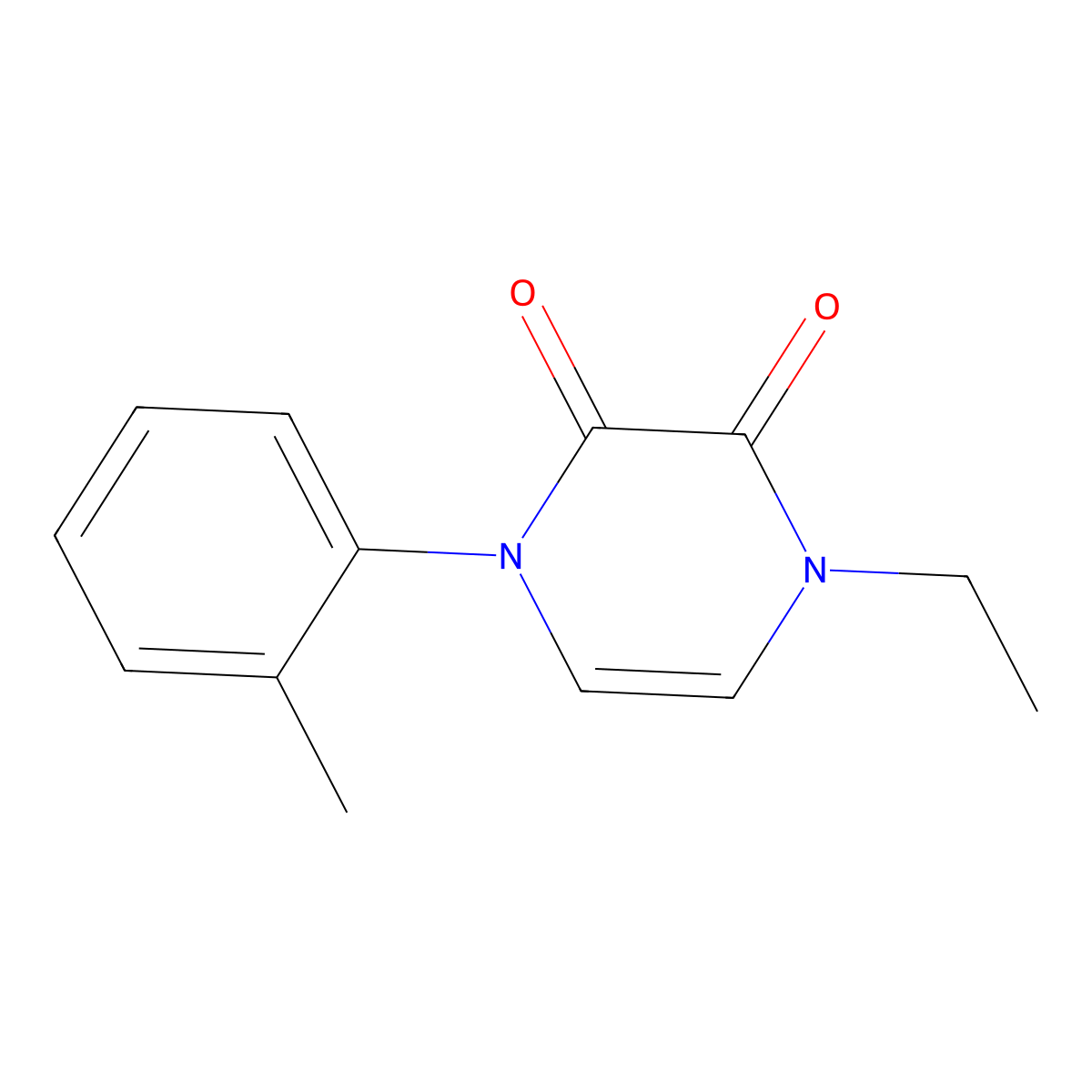 1-Ethyl-4-(2-methylphenyl)-1,2,3,4-tetrahydropyrazine-2,3-dione molecular structure, CAS 3054560-93-6
