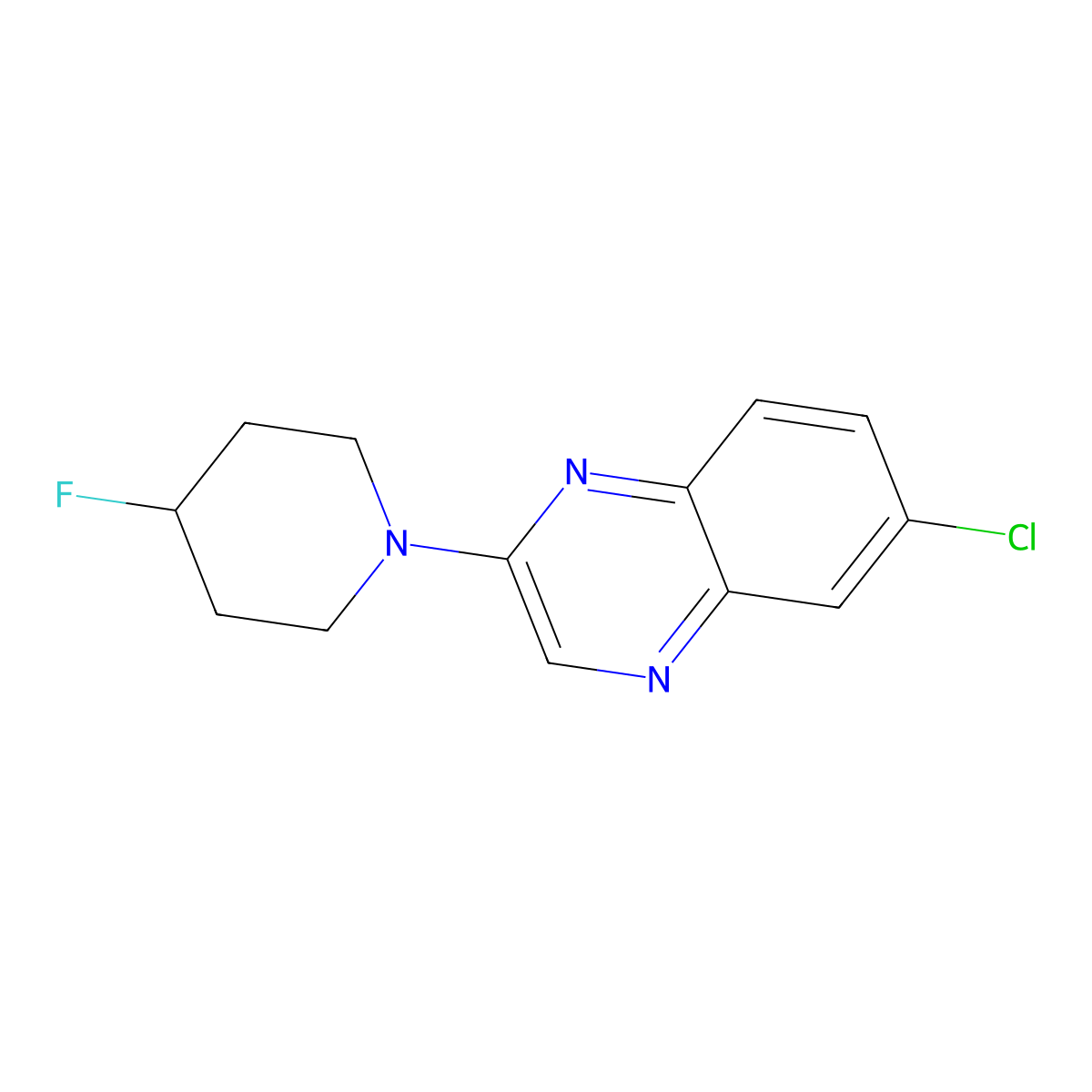 6-Chloro-2-(4-fluoropiperidin-1-yl)quinoxaline molecular structure, CAS 3054560-96-9
