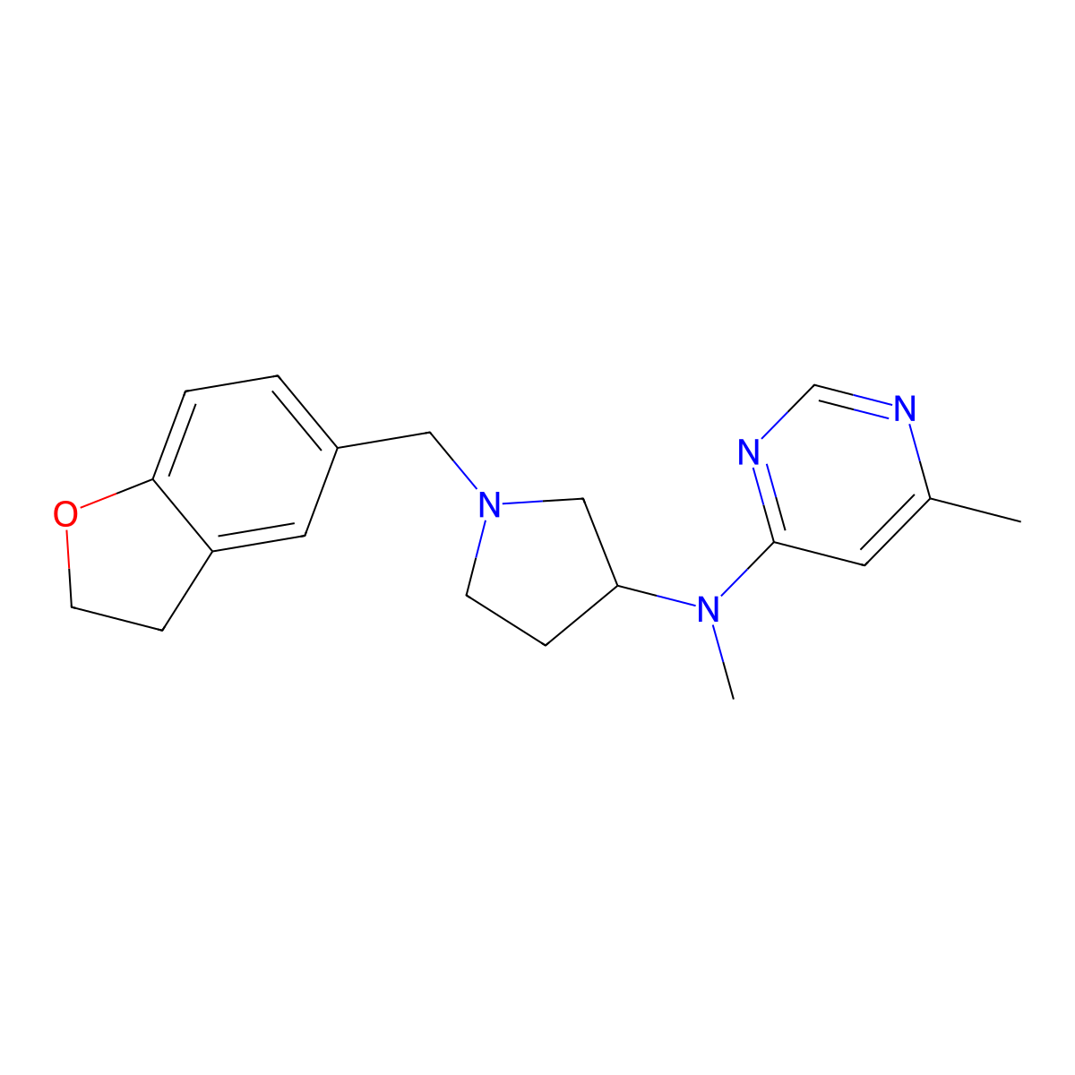 N-{1-[(2,3-dihydro-1-benzofuran-5-yl)methyl]pyrrolidin-3-yl}-N,6-dimethylpyrimidin-4-amine molecular structure, CAS 3054560-98-1