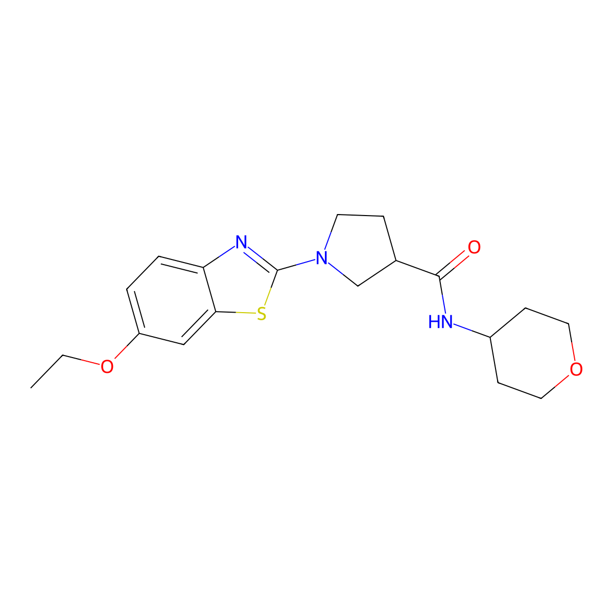 1-(6-ethoxy-1,3-benzothiazol-2-yl)-N-(oxan-4-yl)pyrrolidine-3-carboxamide molecular structure, CAS 3054561-06-4
