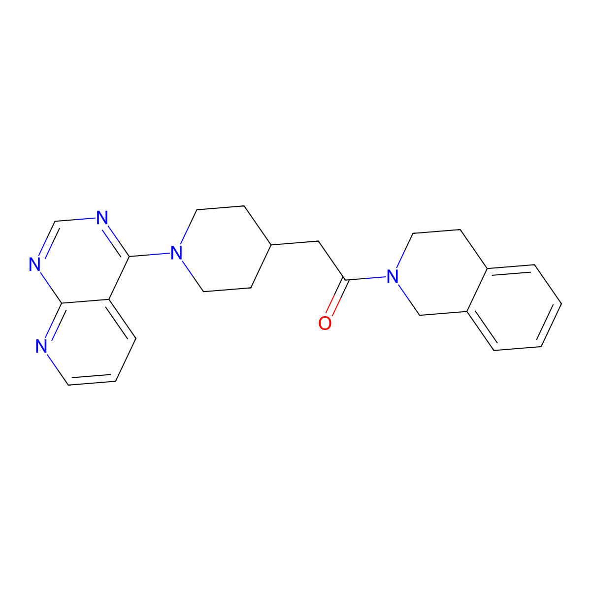 2-(1-{Pyrido[2,3-d]pyrimidin-4-yl}piperidin-4-yl)-1-(1,2,3,4-tetrahydroisoquinolin-2-yl)ethan-1-one molecular structure, CAS 3054561-07-5