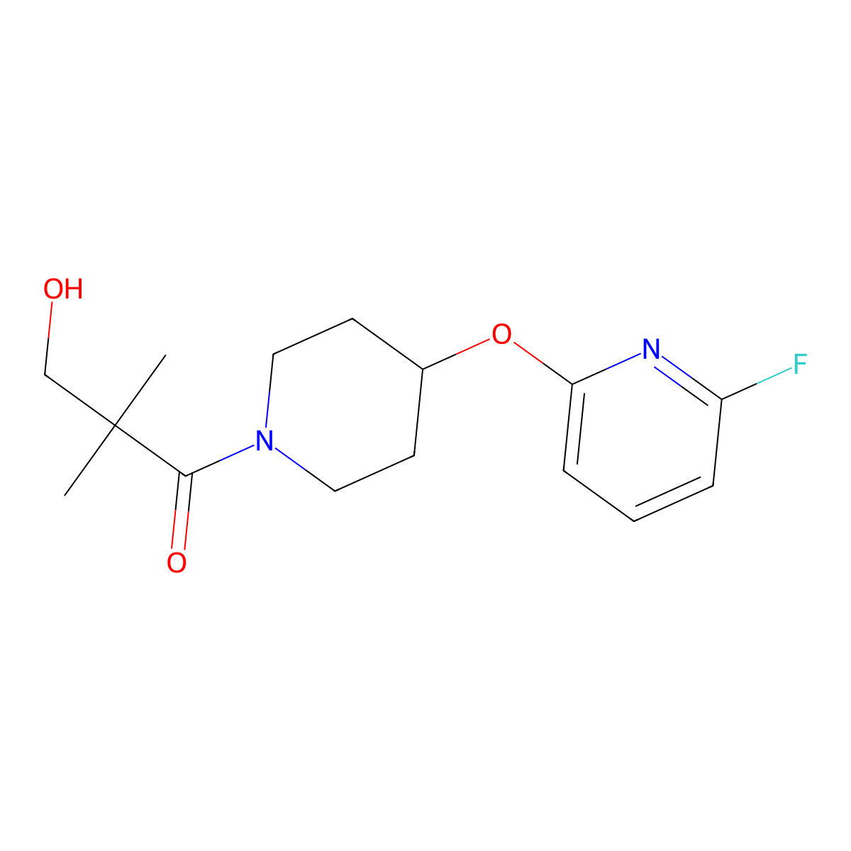1-{4-[(6-Fluoropyridin-2-yl)oxy]piperidin-1-yl}-3-hydroxy-2,2-dimethylpropan-1-one molecular structure, CAS 3054561-09-7
