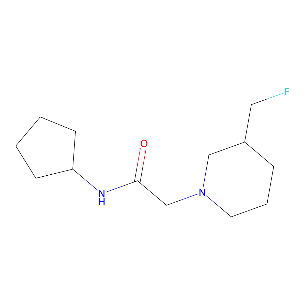 N-cyclopentyl-2-[3-(fluoromethyl)piperidin-1-yl]acetamide molecular structure, CAS 3054561-11-1
