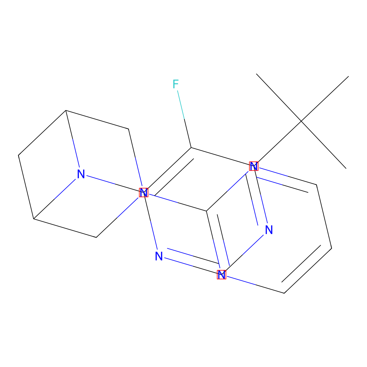 6-(6-Tert-butyl-5-fluoropyrimidin-4-yl)-3-(pyrimidin-2-yl)-3,6-diazabicyclo[3.1.1]heptane molecular structure, CAS 3054561-15-5